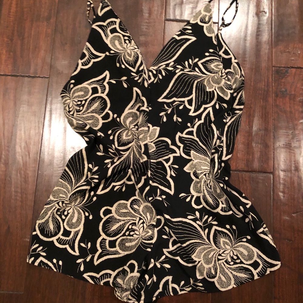 Black and Tan backless romper